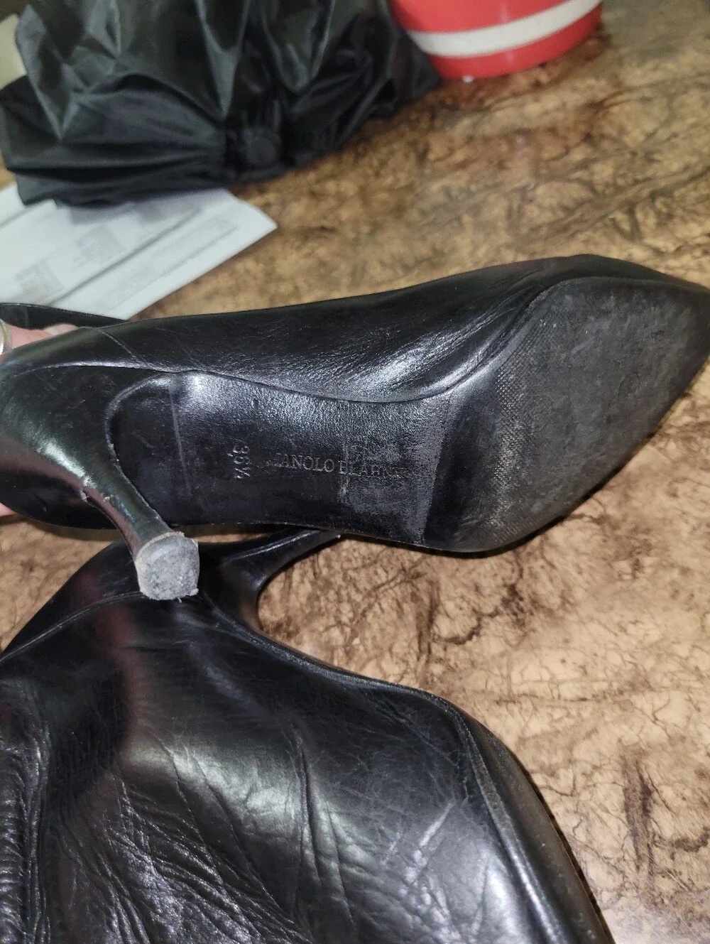 Manolo Blahnik Lambskin Leather Black Ankle Booties 36.5